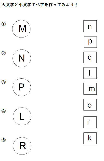 アルファベットの大文字小文字を覚える練習プリント