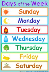 月 曜日 季節 天気の英単語学習プリント一覧表 無料ダウンロード 印刷