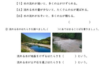 小5理科 流れる水の働きと土地の変化 の学習プリント 無料ダウンロード 印刷