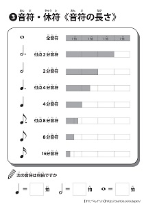 音符 休符の学習プリント 無料ダウンロード 印刷 音楽