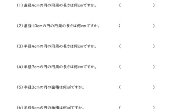 小6算数 円の面積 学習プリント 練習問題 無料ダウンロード印刷