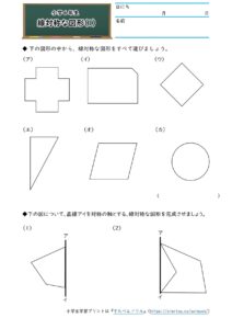 小6算数 対称な図形 学習プリント 練習問題 無料ダウンロード印刷