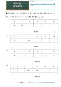 小6算数 比例と反比例 学習プリント 練習問題 無料ダウンロード印刷