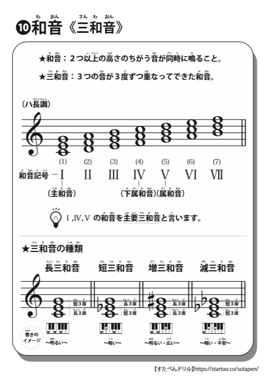 和音の学習プリント 無料ダウンロード印刷