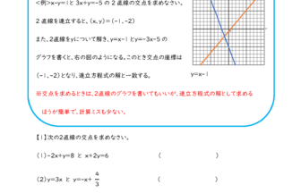 中2数学「グラフと連立方程式」学習プリント・練習問題 | 無料ダウンロード印刷