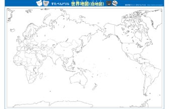 世界地図(白地図)イラスト