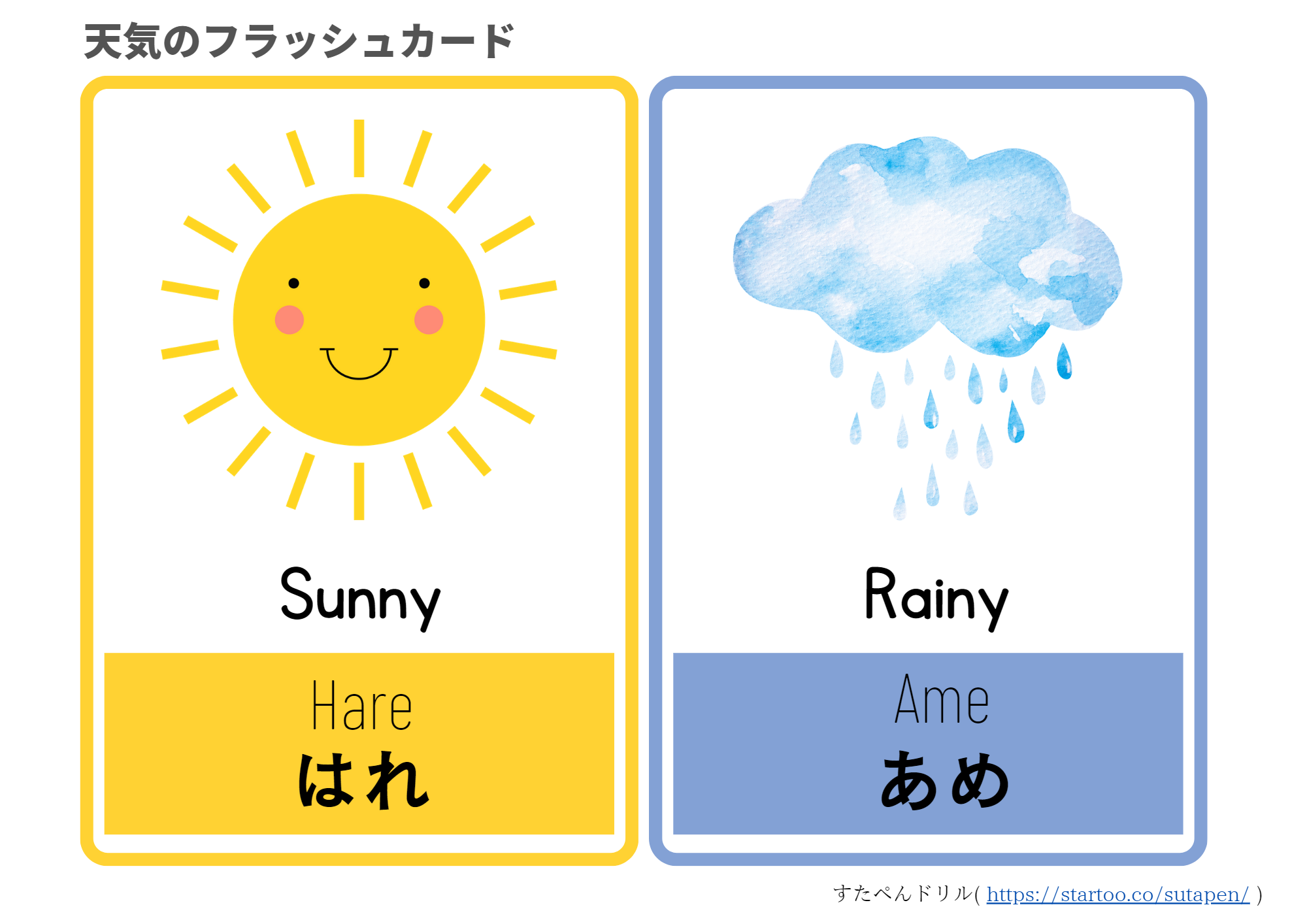 英語フラッシュカード　天気　絵カード1