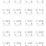 小3算数「かけ算の筆算（3桁×1桁＝4桁）」学習プリント・練習問題 | 無料ダウンロード印刷