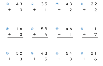 足し算のひっ算 2桁＋1桁の繰り上がりなし｜無料学習プリント