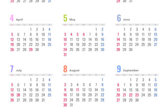 年間カレンダー(1月始まり/日曜、月曜始まり)