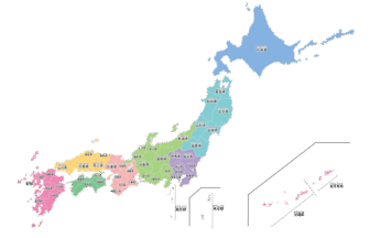 都道府県名あり（地方ごとに色分け）