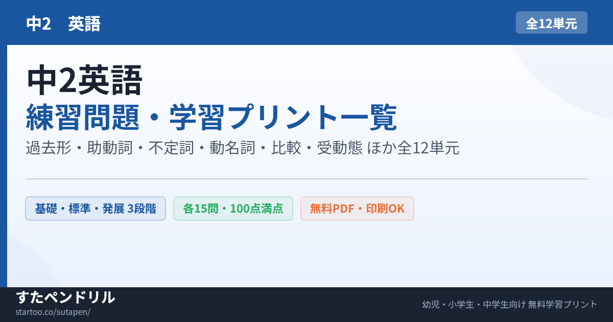 中2英語 全単元 無料プリント
