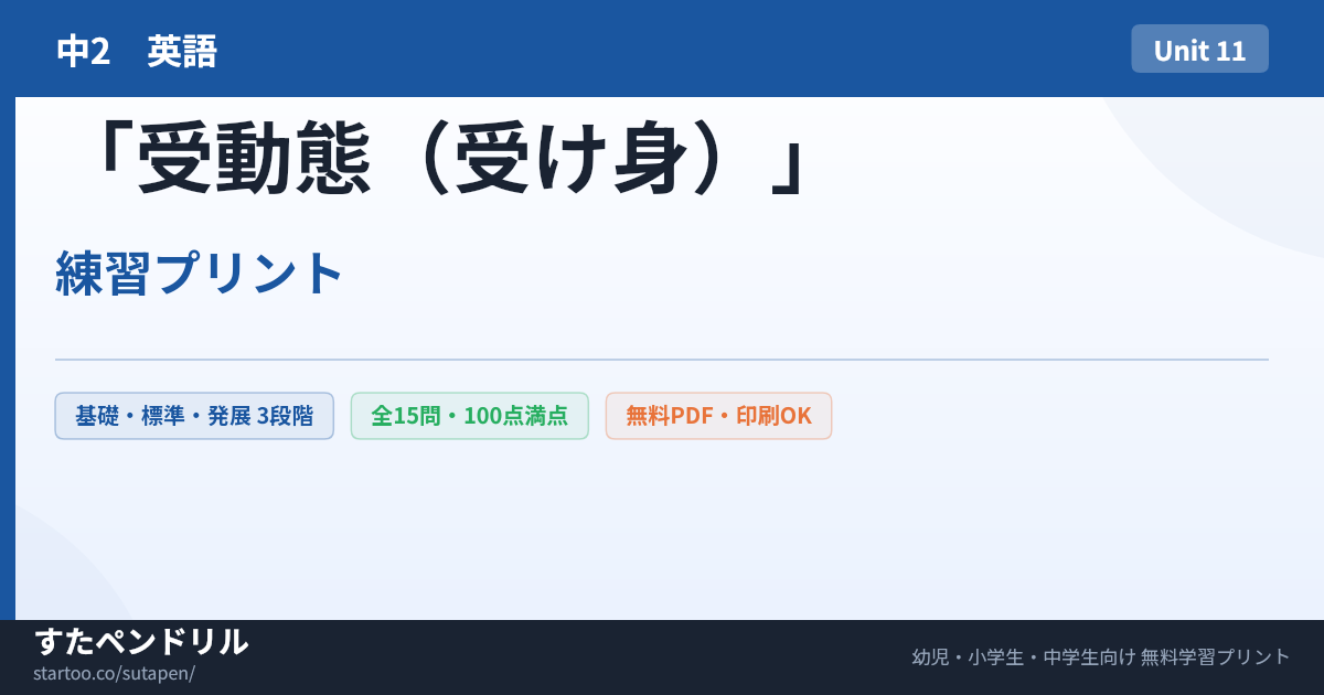 受動態(受け身) 無料プリント