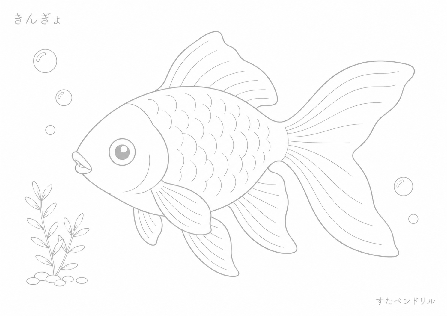 金魚の塗り絵プリント