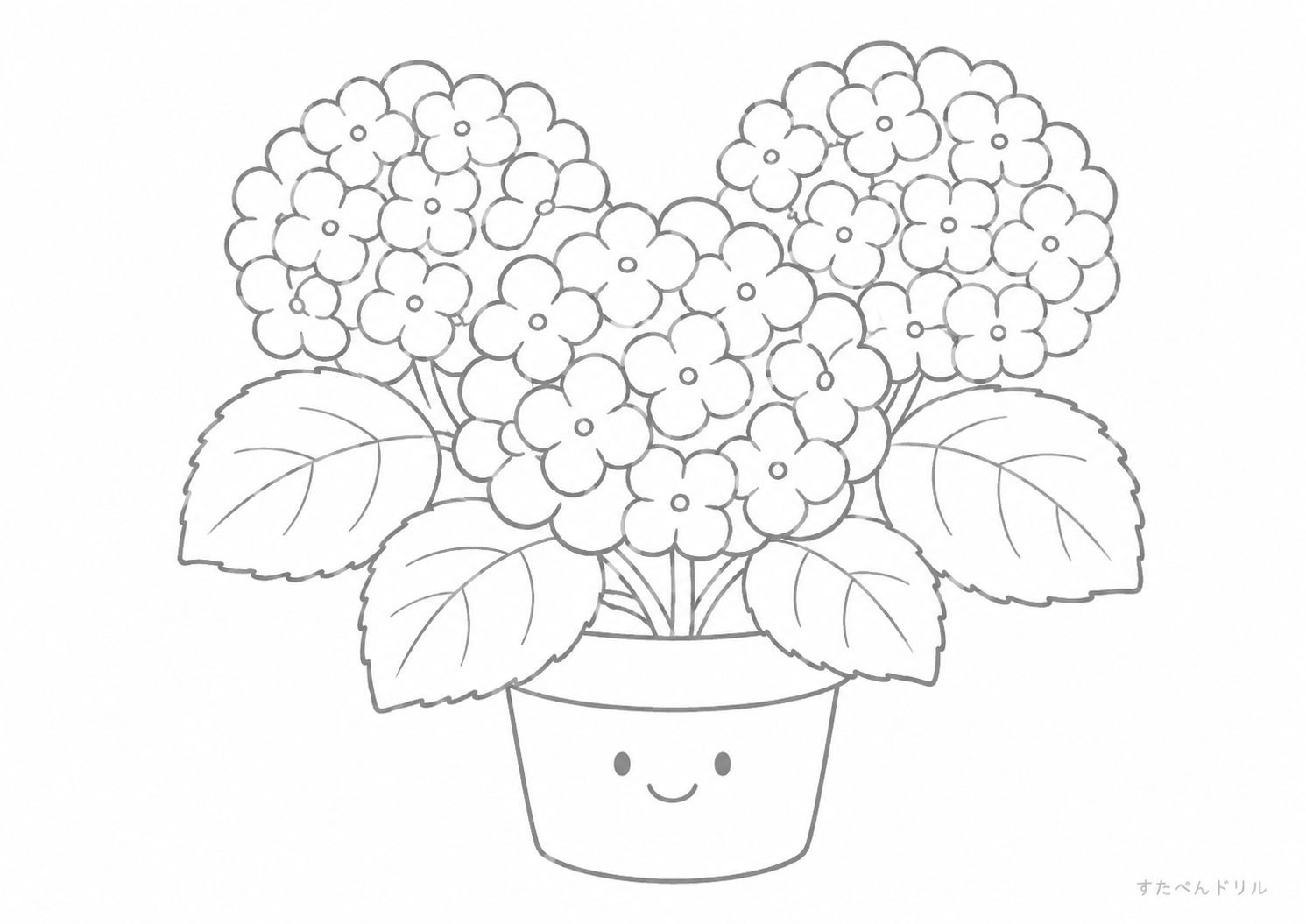 鉢植えアジサイのぬりえ 無料プリント A4 PDF