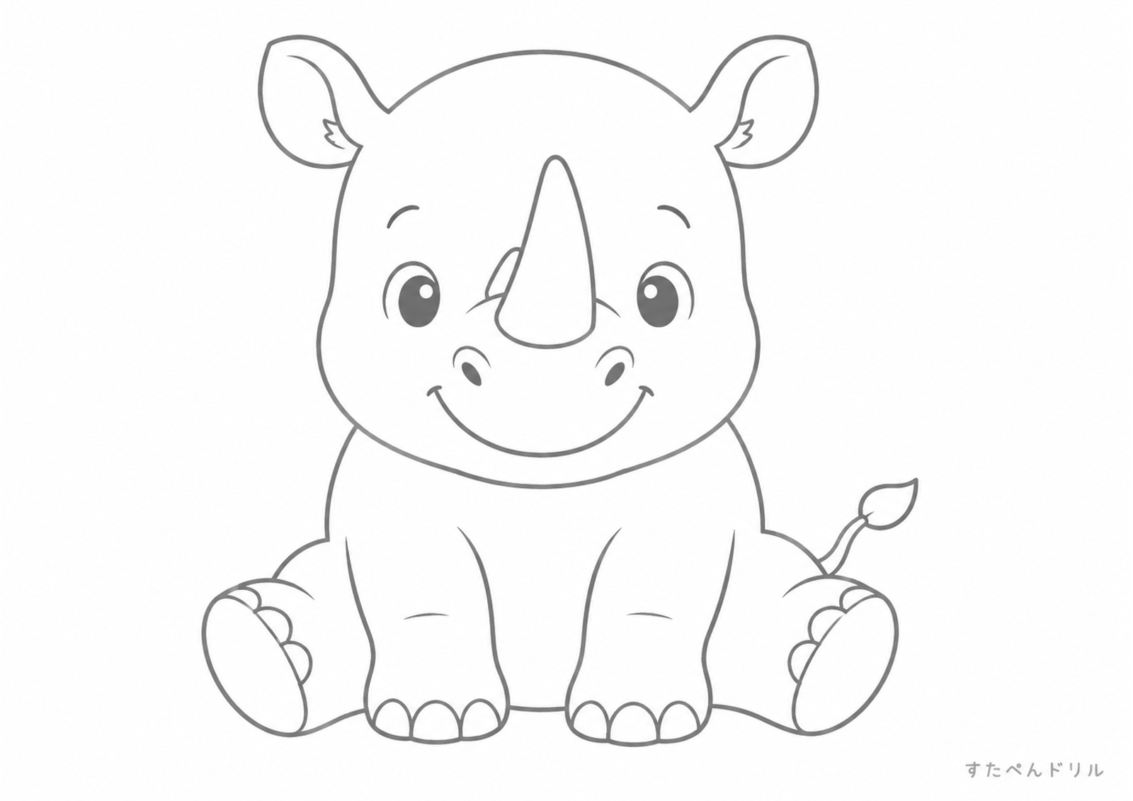 座っているサイのぬりえプリント