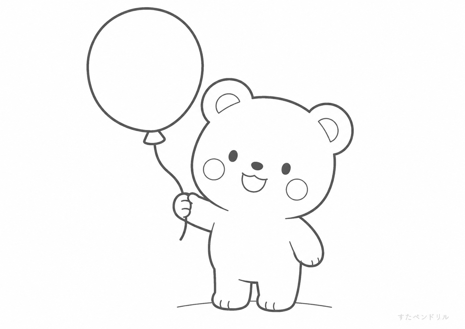 ふうせんをもつくまのぬりえ