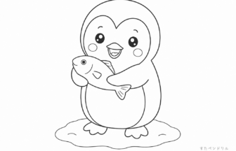 可愛いペンギンのぬりえ