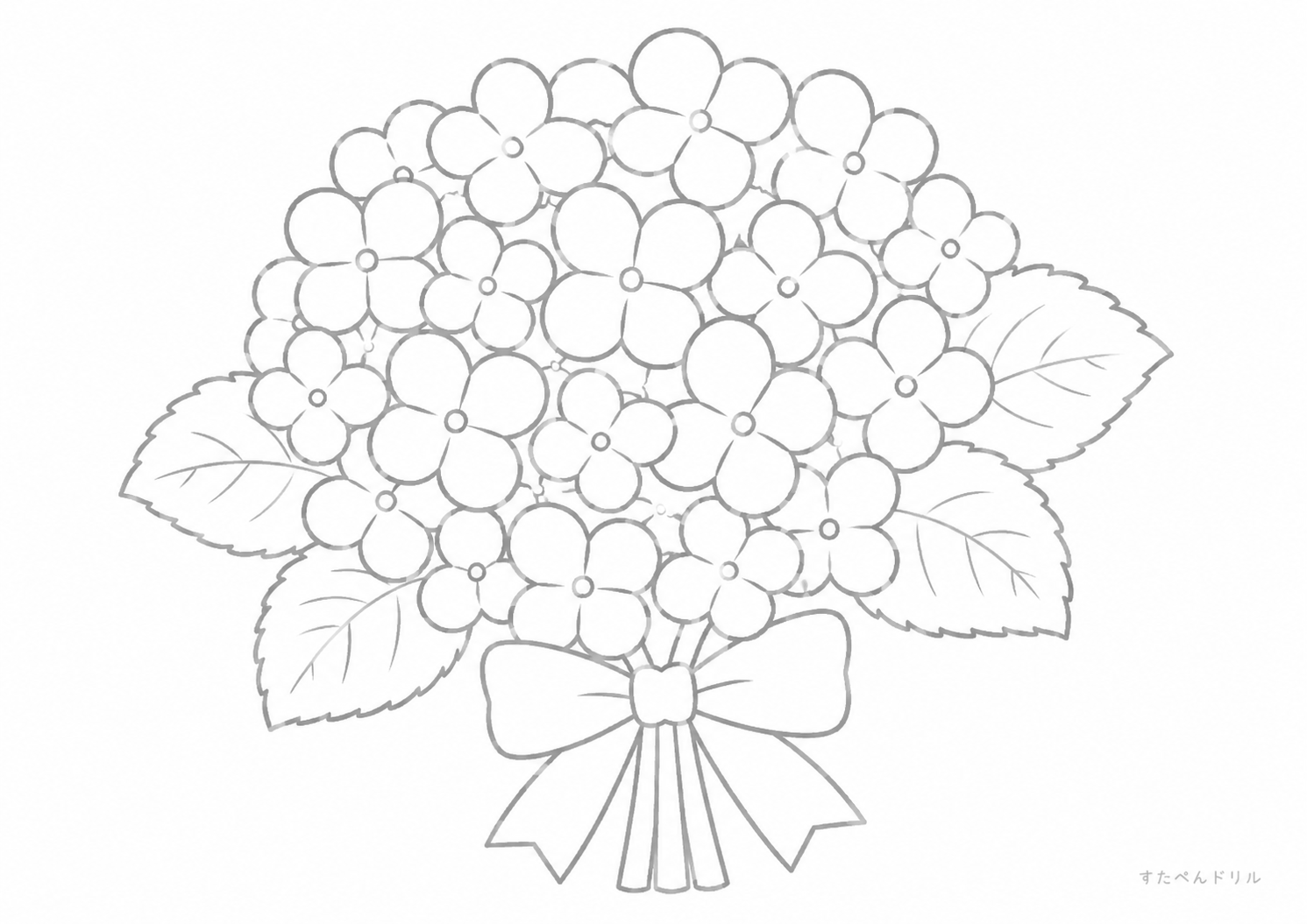 アジサイの花束ぬりえ 無料プリント A4 PDF
