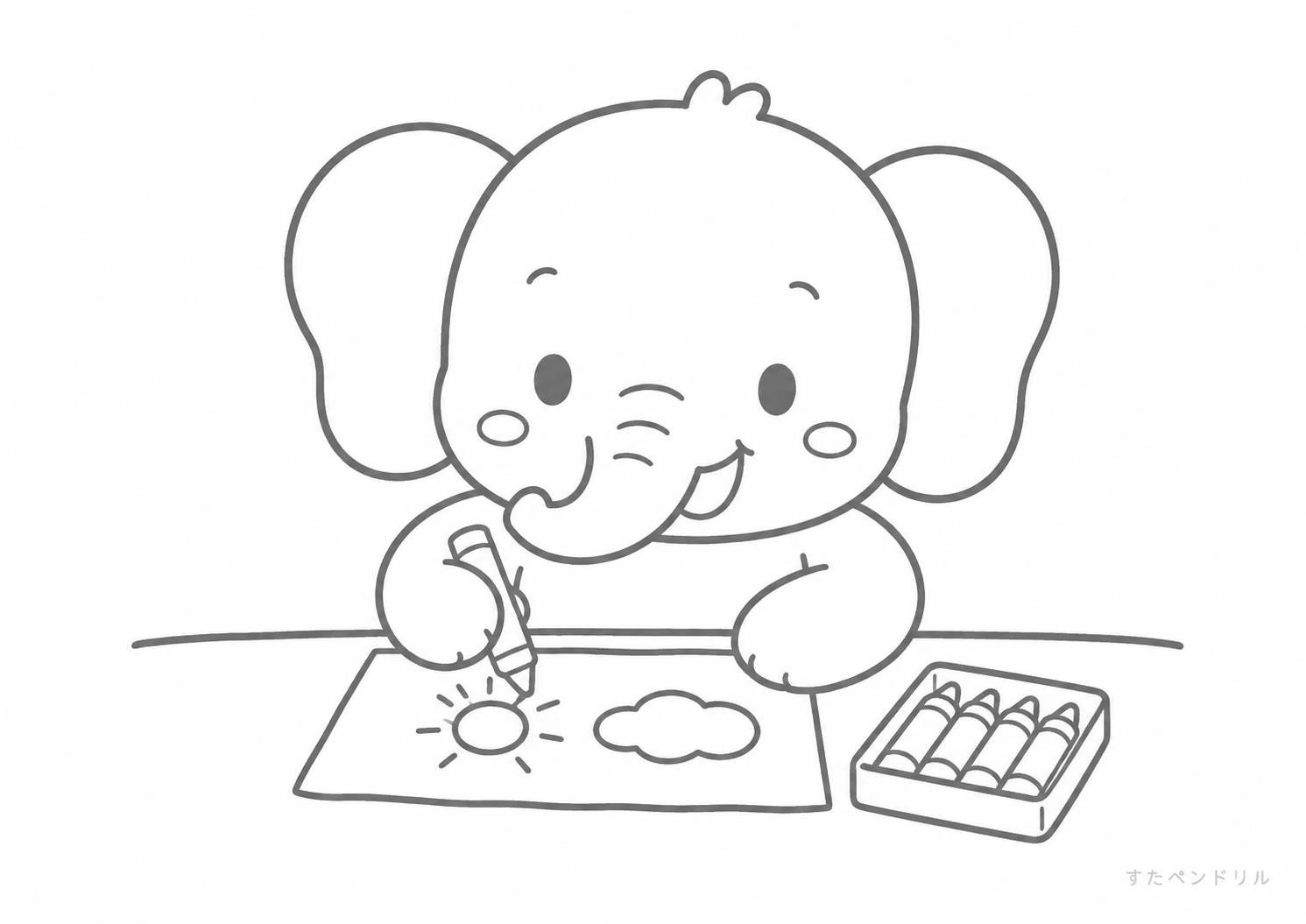 ぞうのおえかきのぬりえ