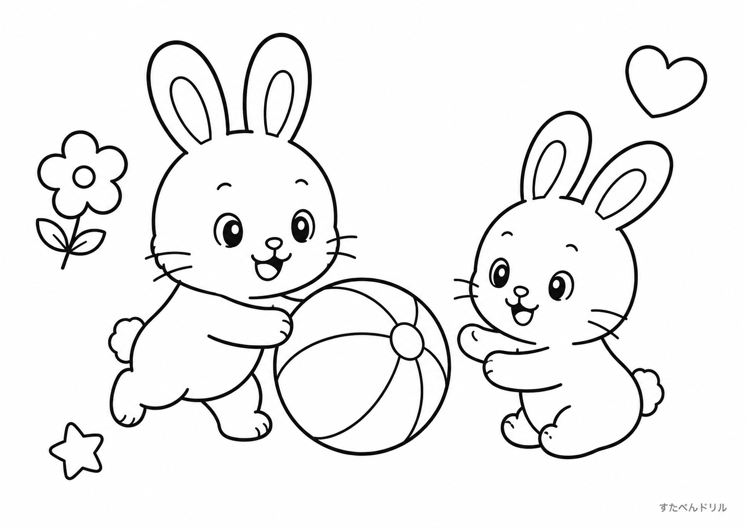 うさぎぬりえ・ボール遊び