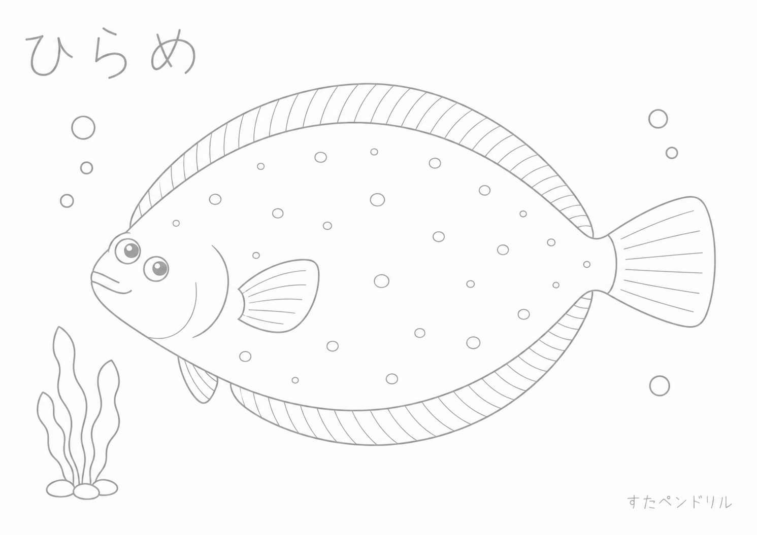 カレイの塗り絵プリント