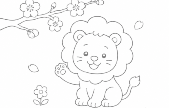かわいいライオンのぬりえ