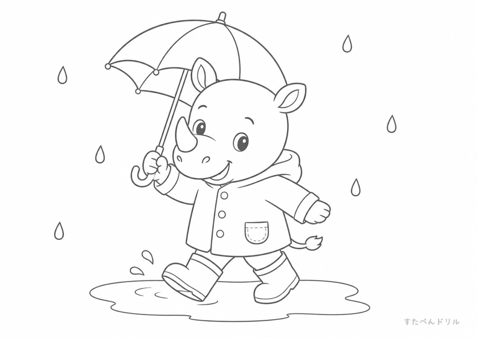 雨の日のサイぬりえプリント
