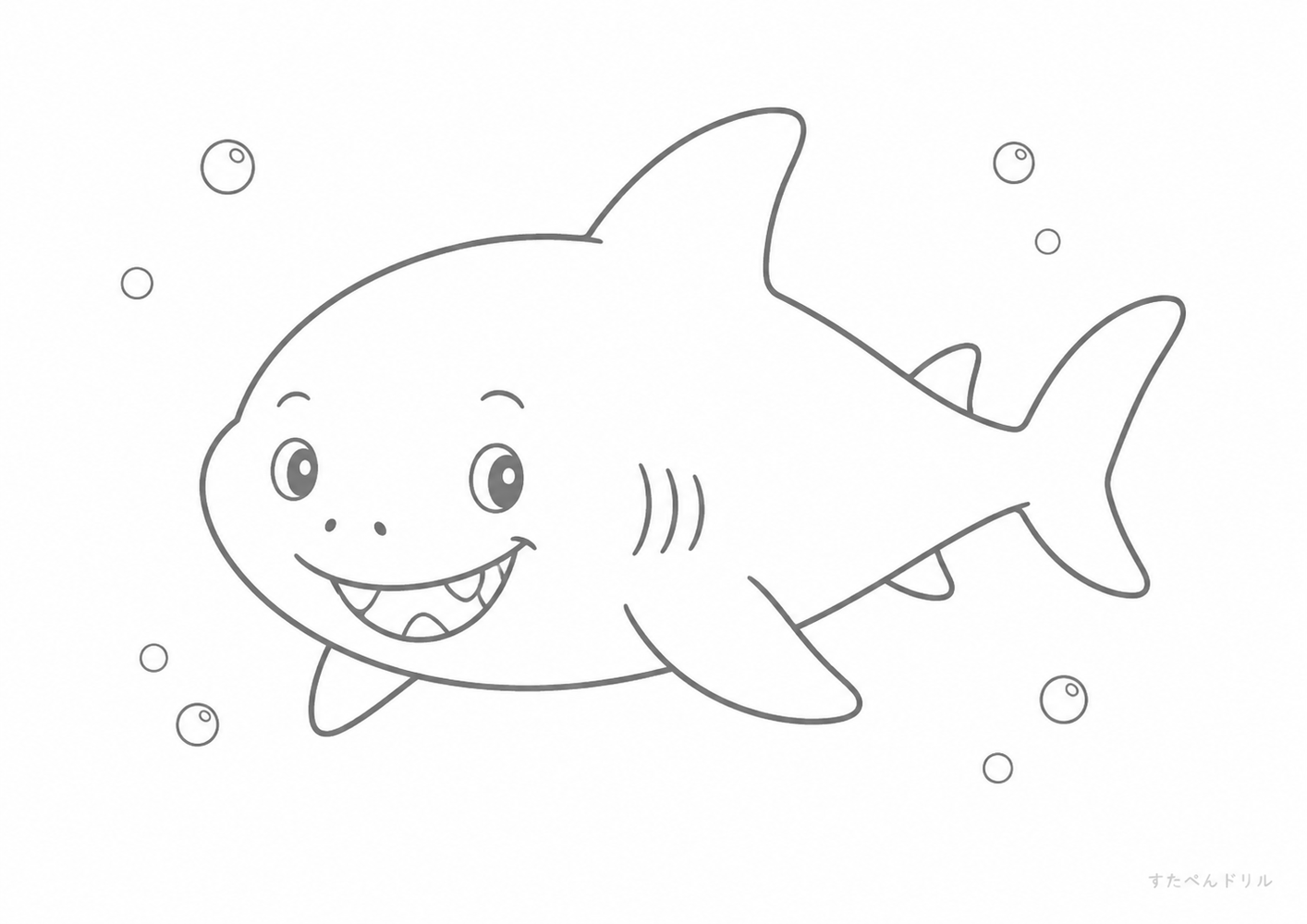 かわいいサメのぬりえ サメ ぬりえ 無料プリント A4 PDF
