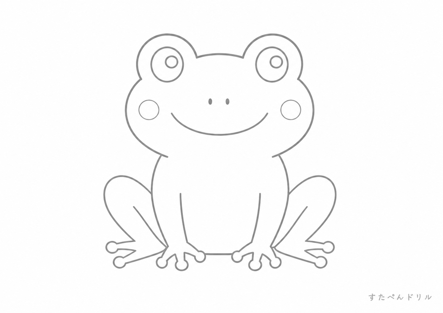 シンプルなかえる かえる ぬりえ 無料プリント PDFダウンロード