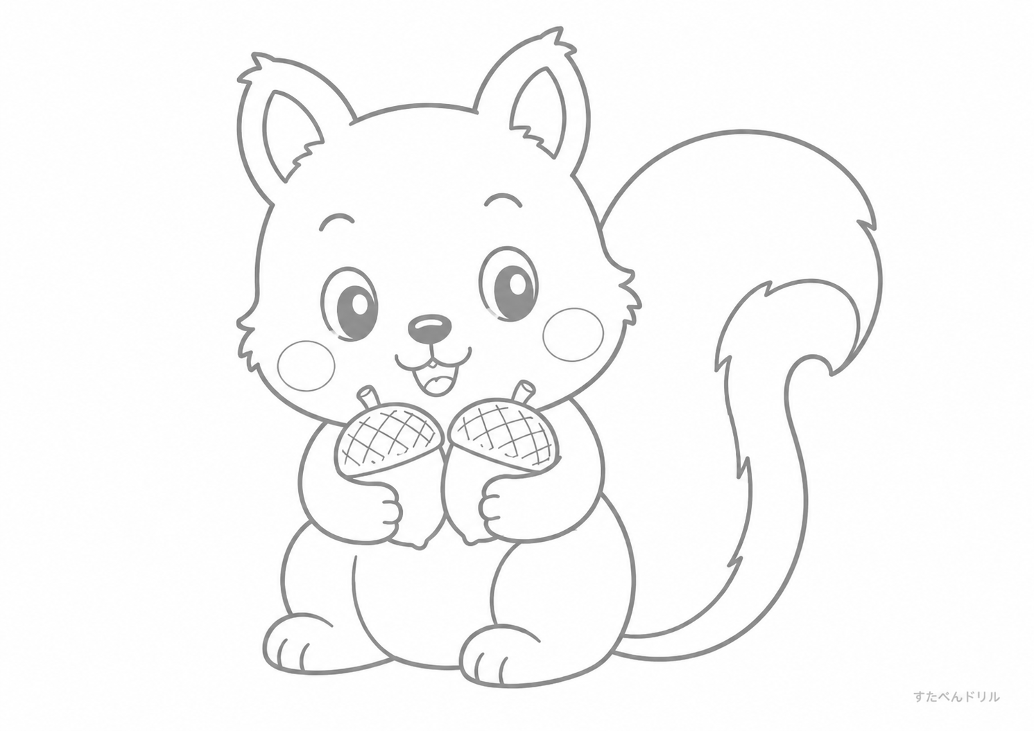 どんぐりを集めるリス リス ぬりえ 塗り絵 無料プリント PDF