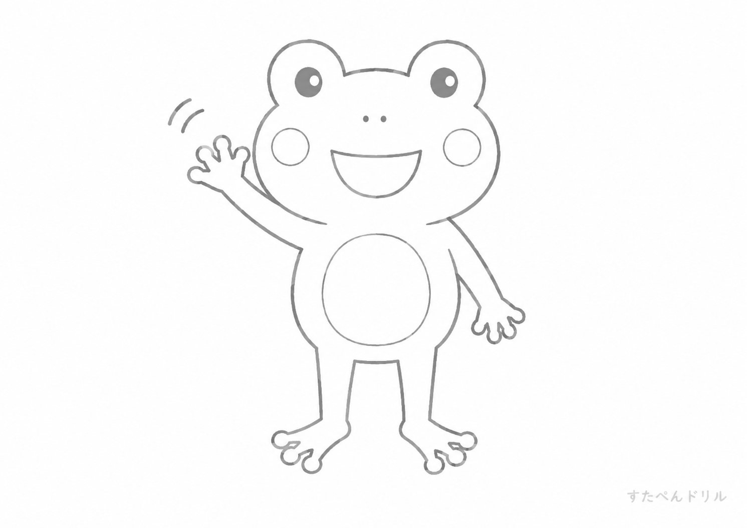 手をふるかえる かえる ぬりえ 無料プリント PDFダウンロード