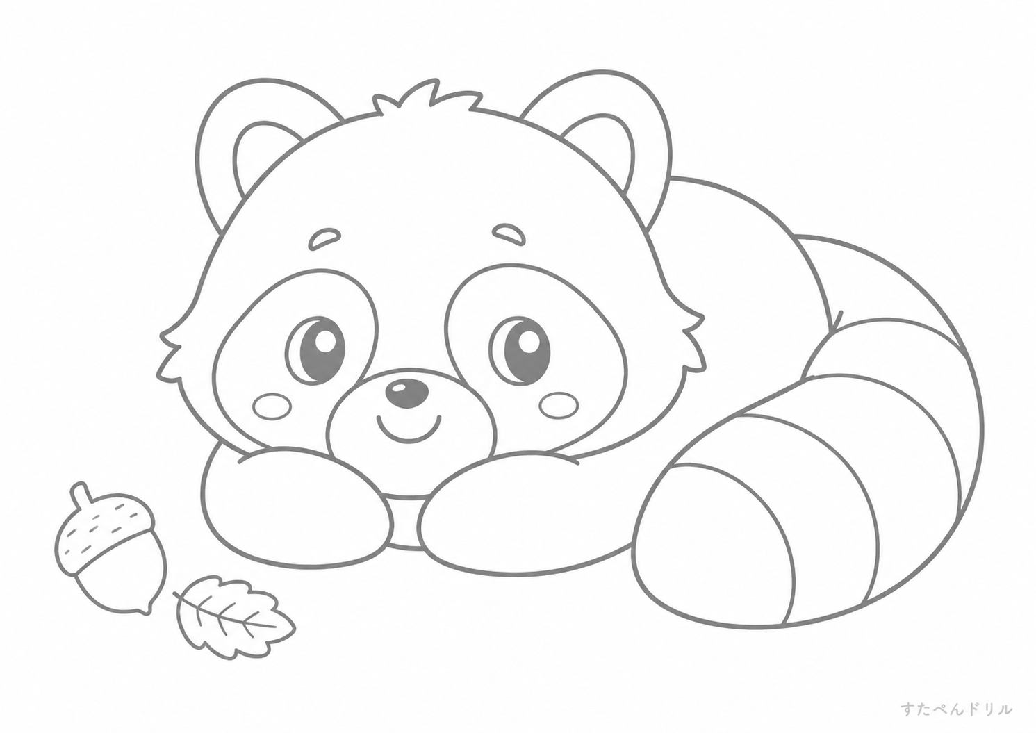 のんびりたぬきのぬりえプリント