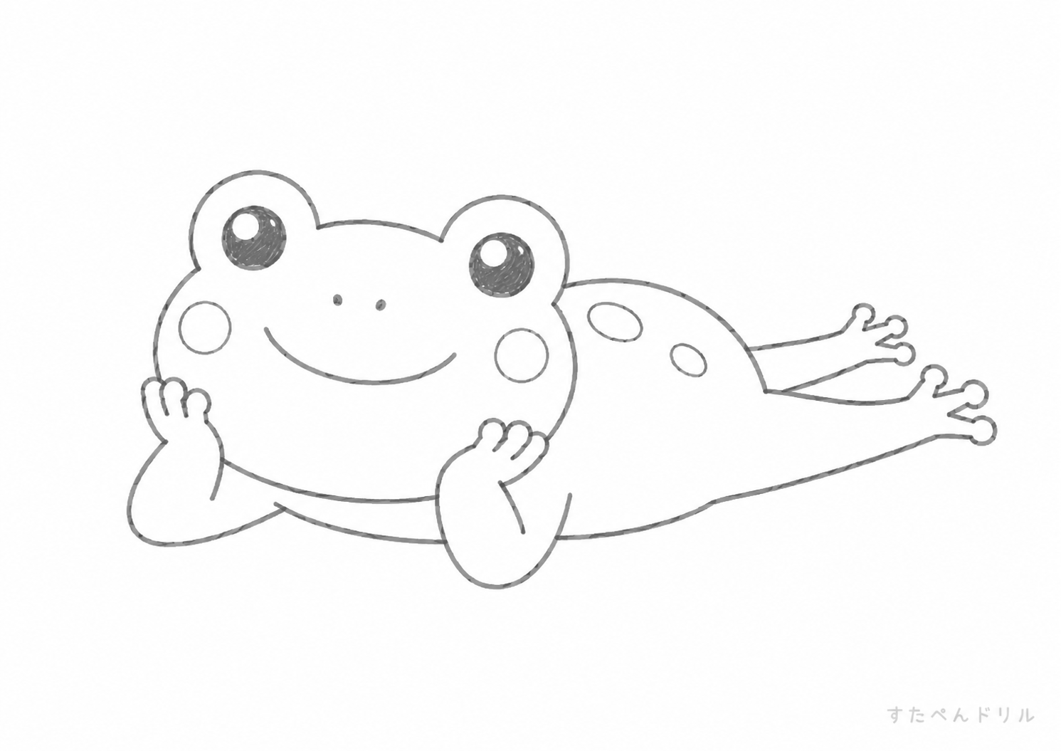 のんびりするかえる かえる ぬりえ 無料プリント PDFダウンロード