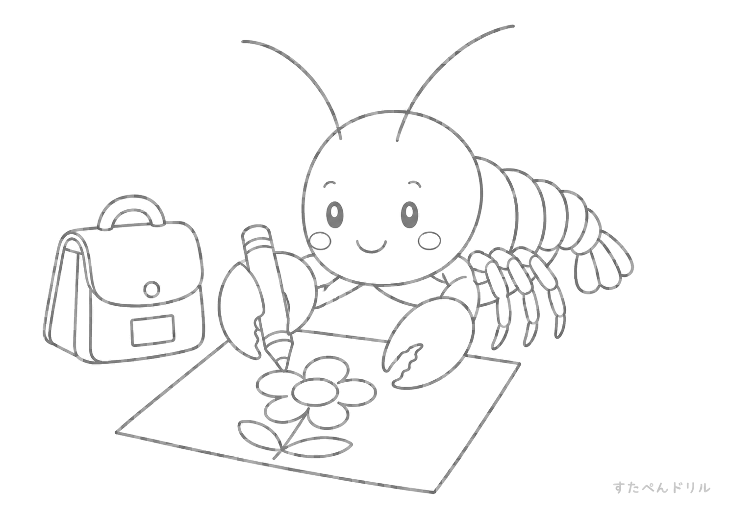 お絵かきザリガニのぬりえ 無料プリント A4 PDF