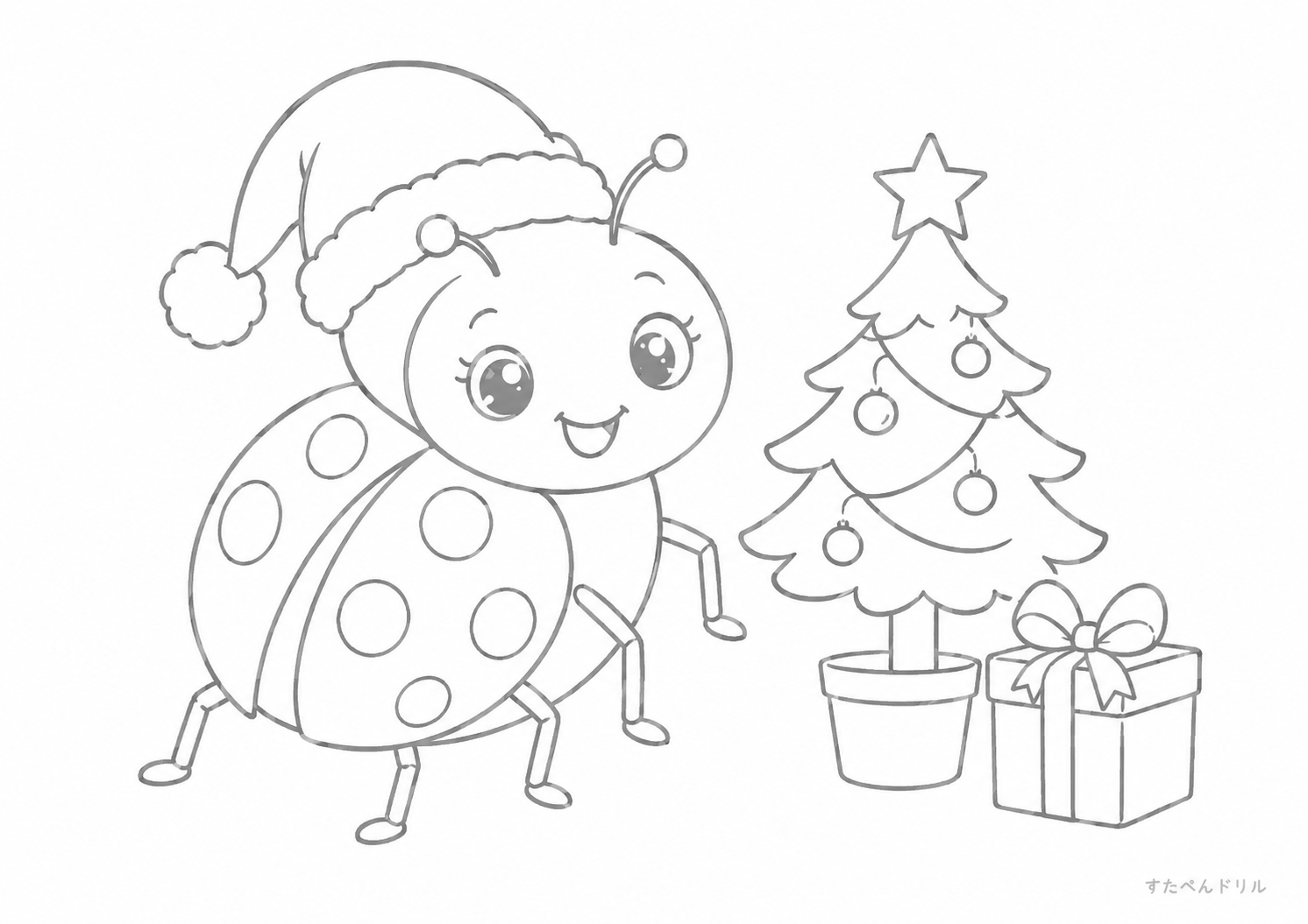 クリスマスのてんとう虫 てんとう虫のぬりえ無料プリント