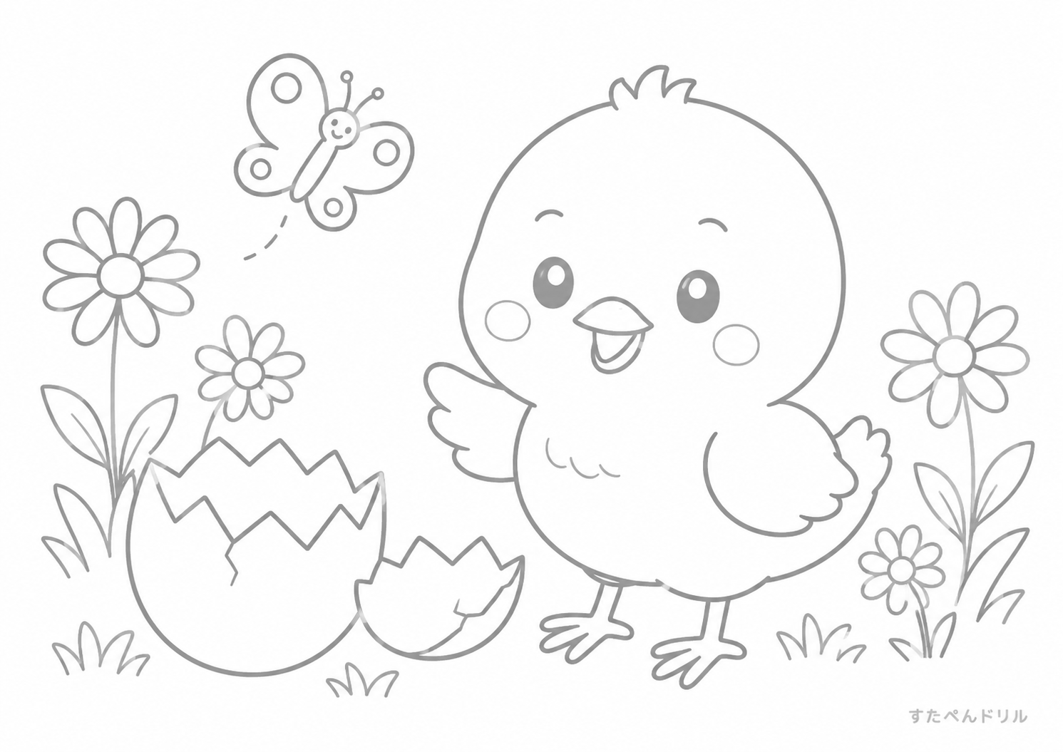 4月 ぬりえ たんじょうしたひよこ 無料プリント PDF