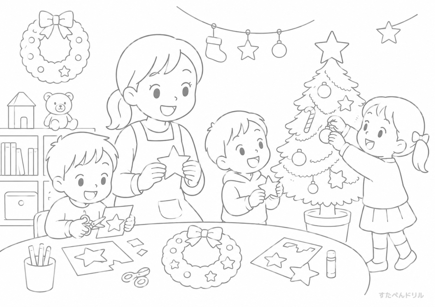 楽しいクリスマス工作の時間 クリスマス ぬりえ 無料プリント PDF