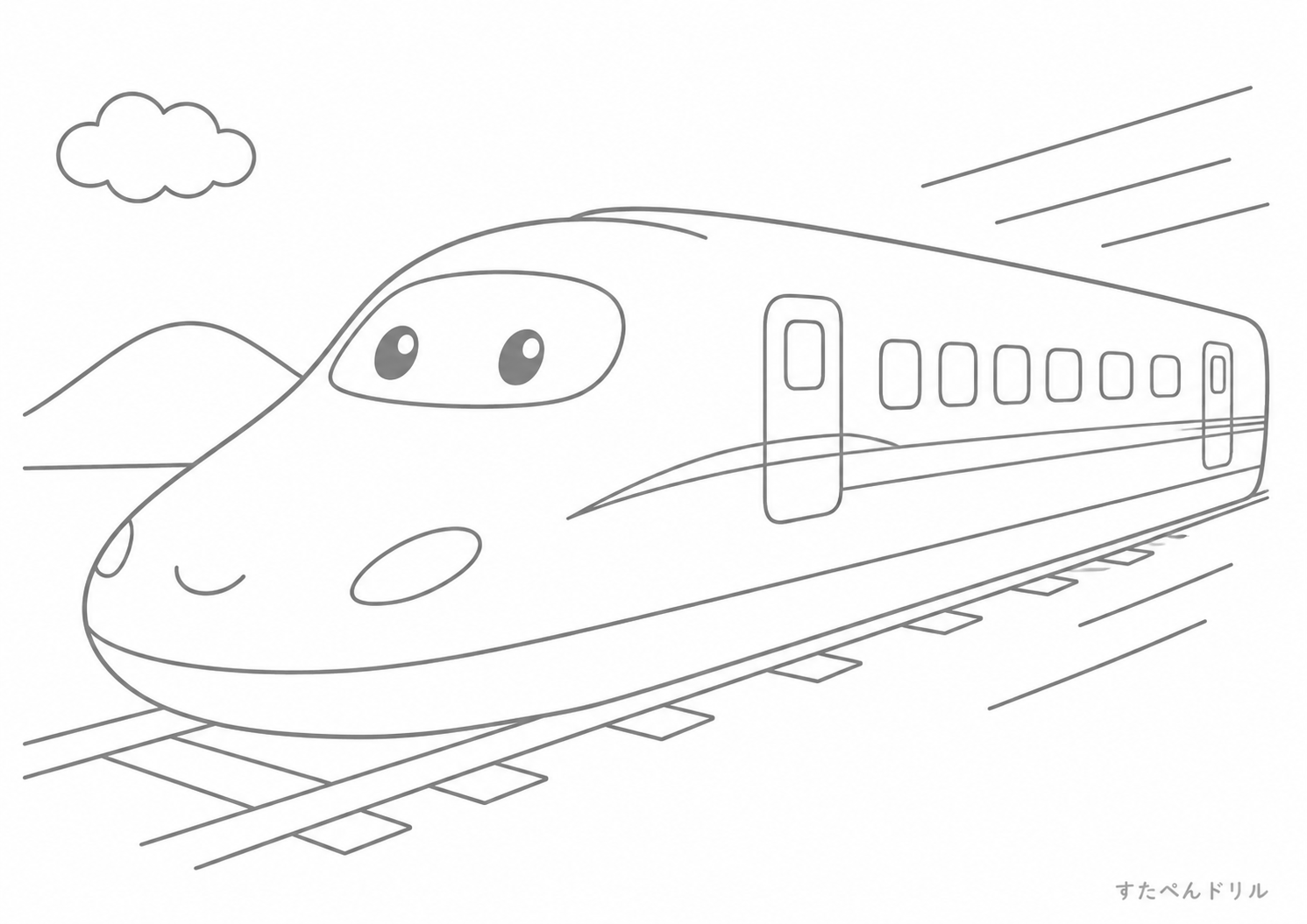 電車のぬりえ No.02 無料塗り絵 PDFプリント