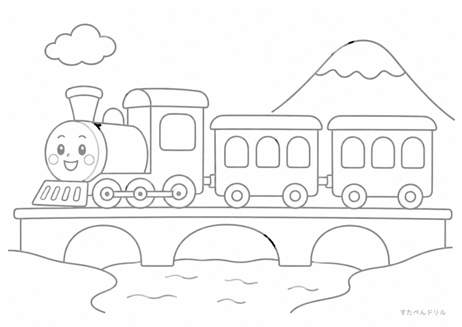 電車のぬりえ No.05 無料塗り絵 PDFプリント