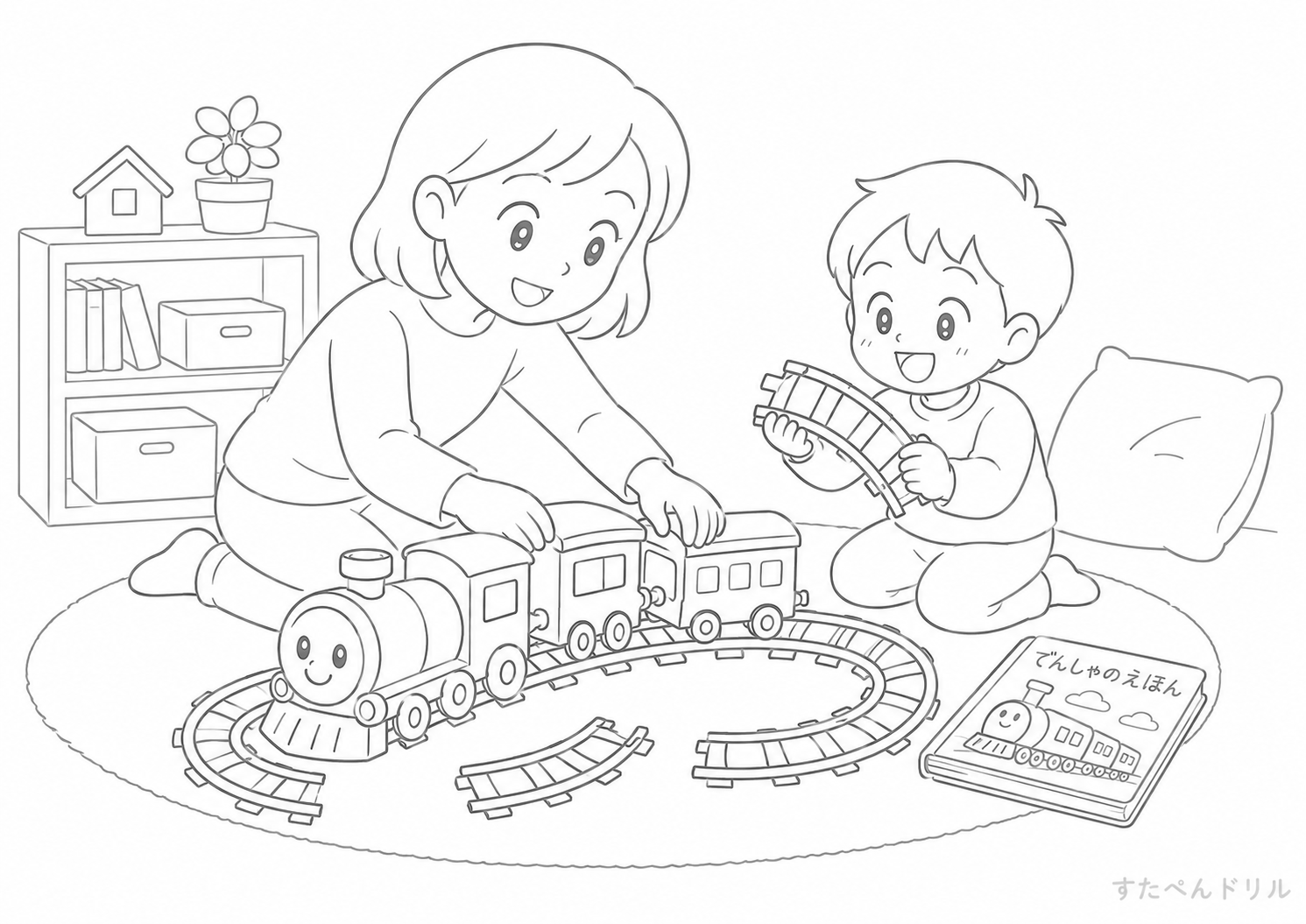 電車のぬりえ No.09 無料塗り絵 PDFプリント