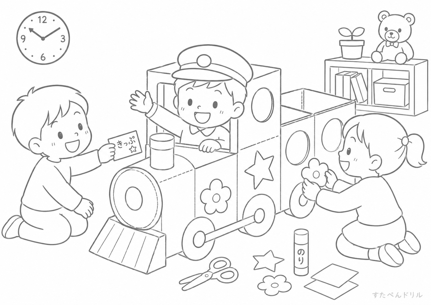 電車のぬりえ No.10 無料塗り絵 PDFプリント