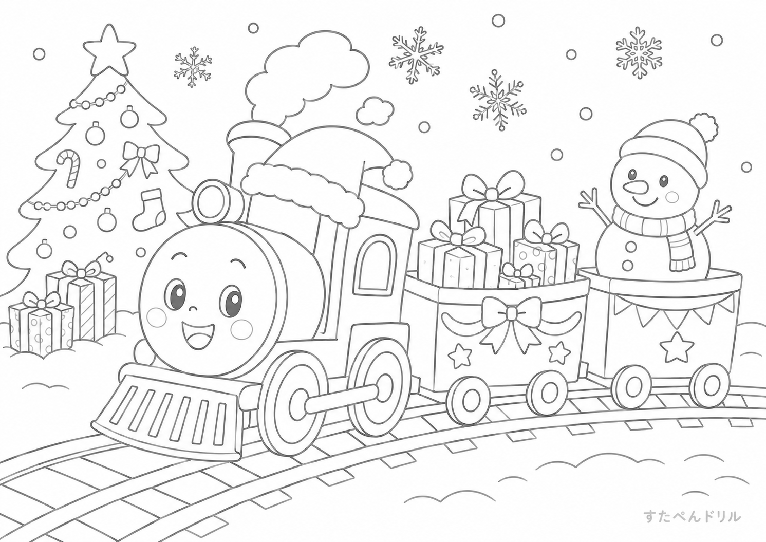 電車のぬりえ No.13 無料塗り絵 PDFプリント