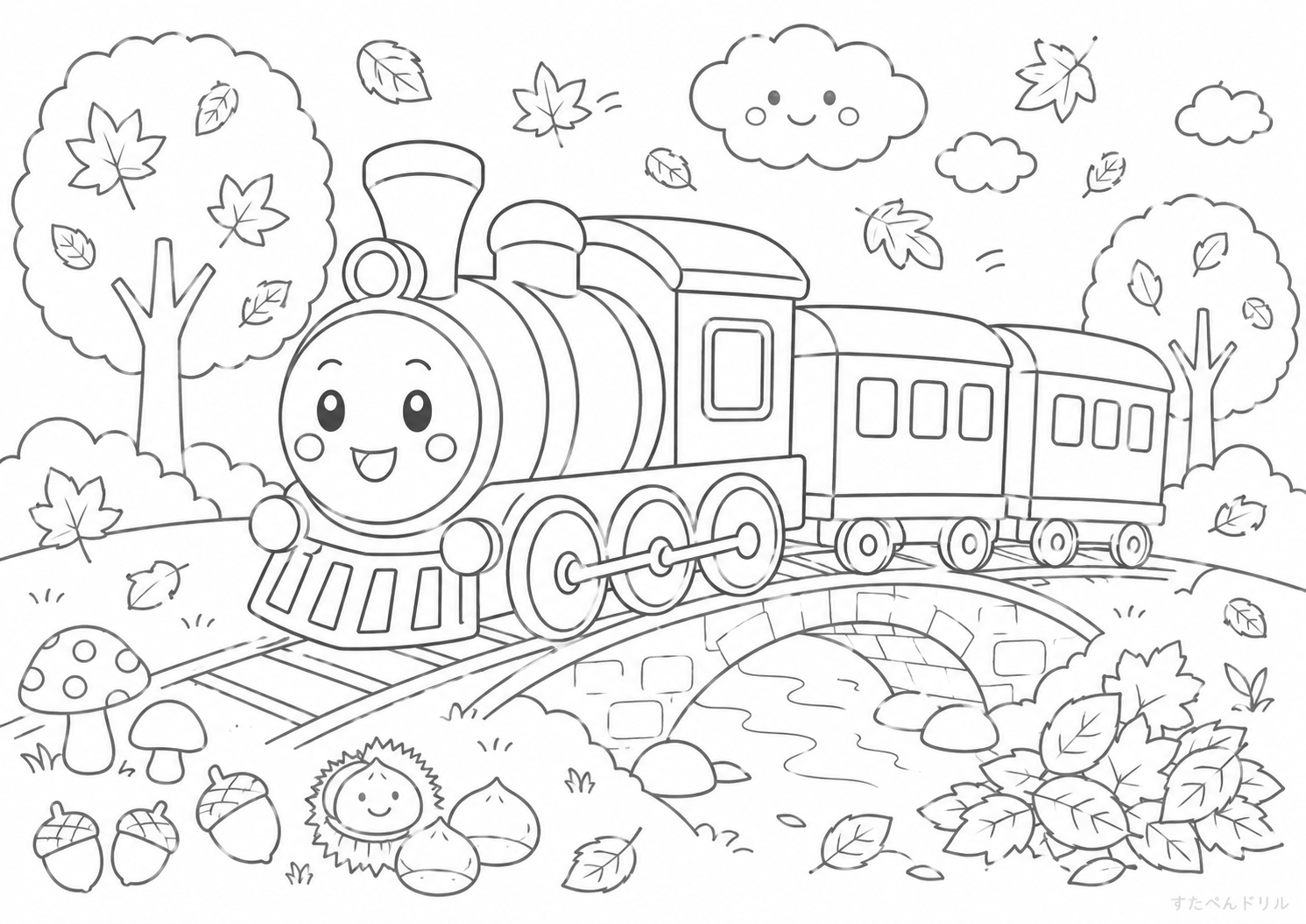 電車のぬりえ No.14 無料塗り絵 PDFプリント