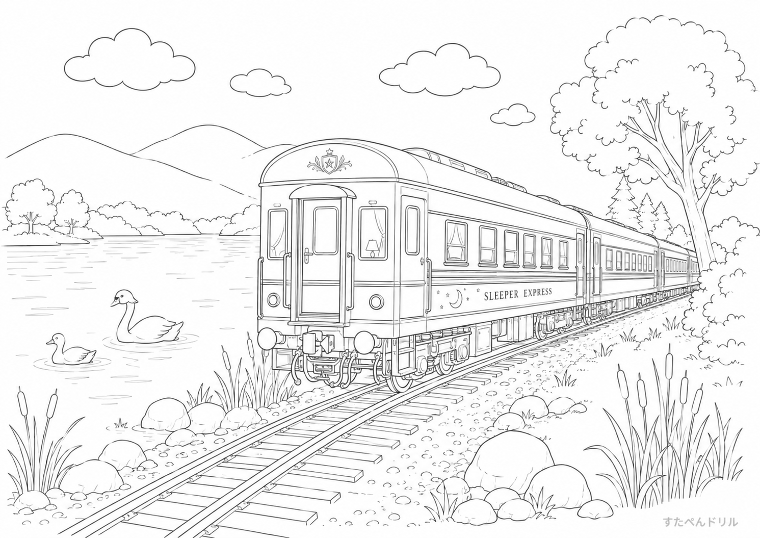 電車のぬりえ No.20 無料塗り絵 PDFプリント