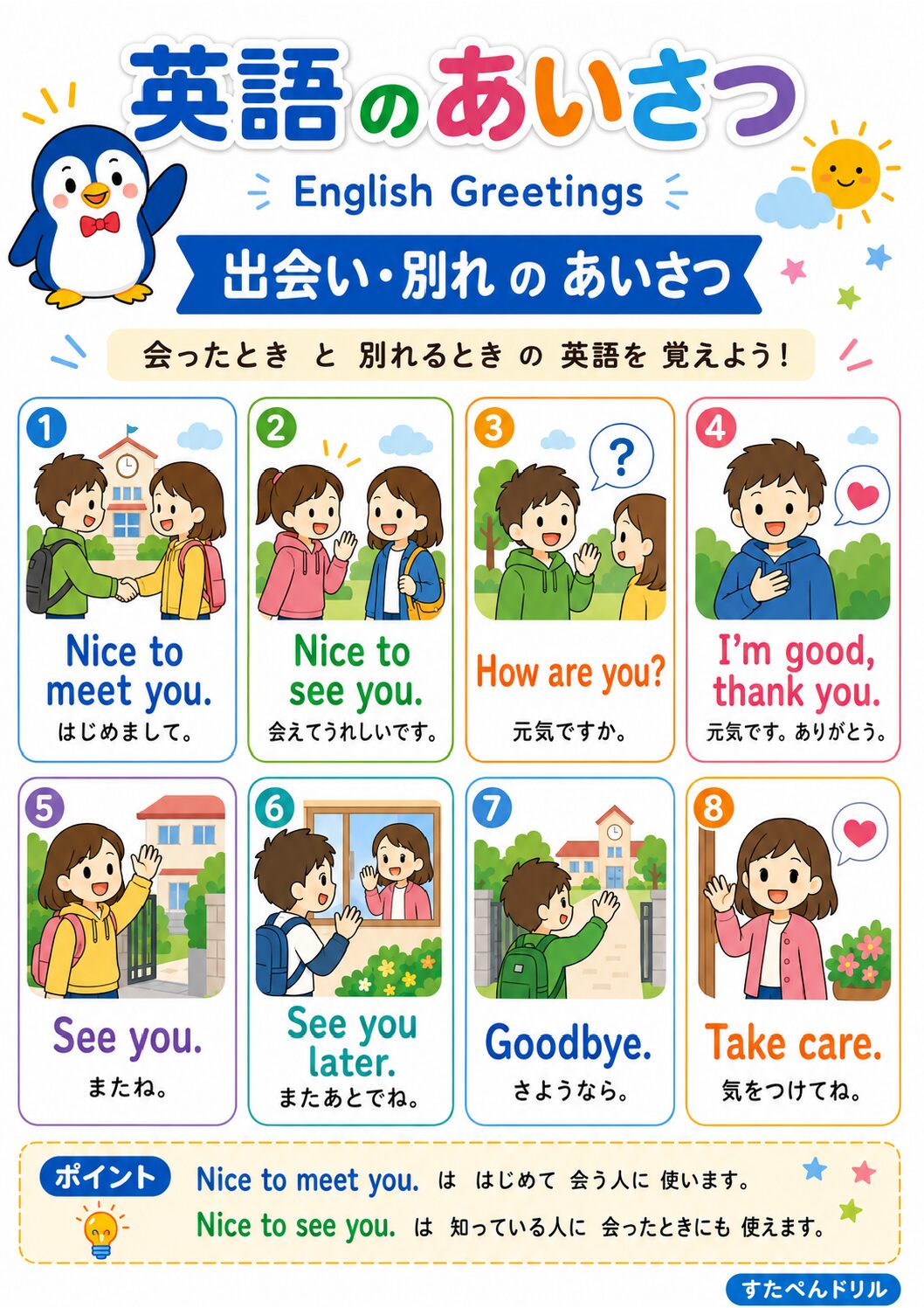 英語のあいさつポスター 出会い・別れのあいさつ