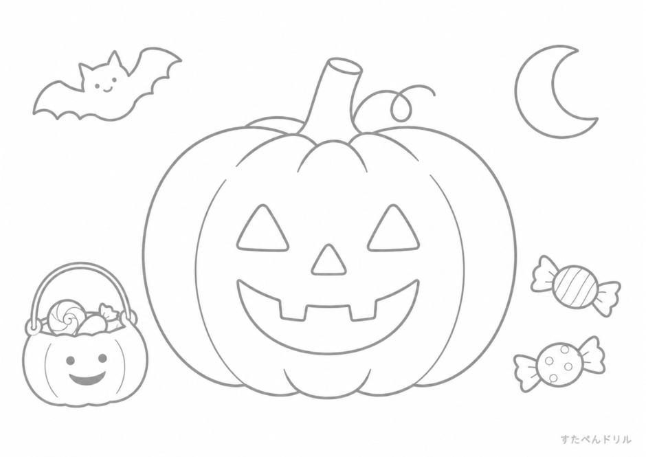 ハロウィンのぬりえ