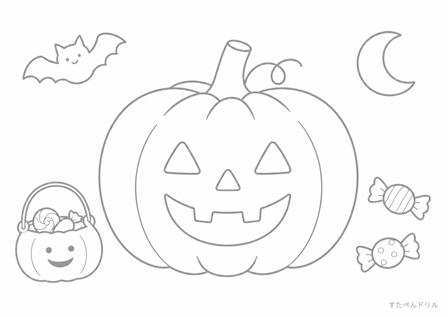 ハロウィン ぬりえ 01 ハロウィンのジャック・オー・ランタン