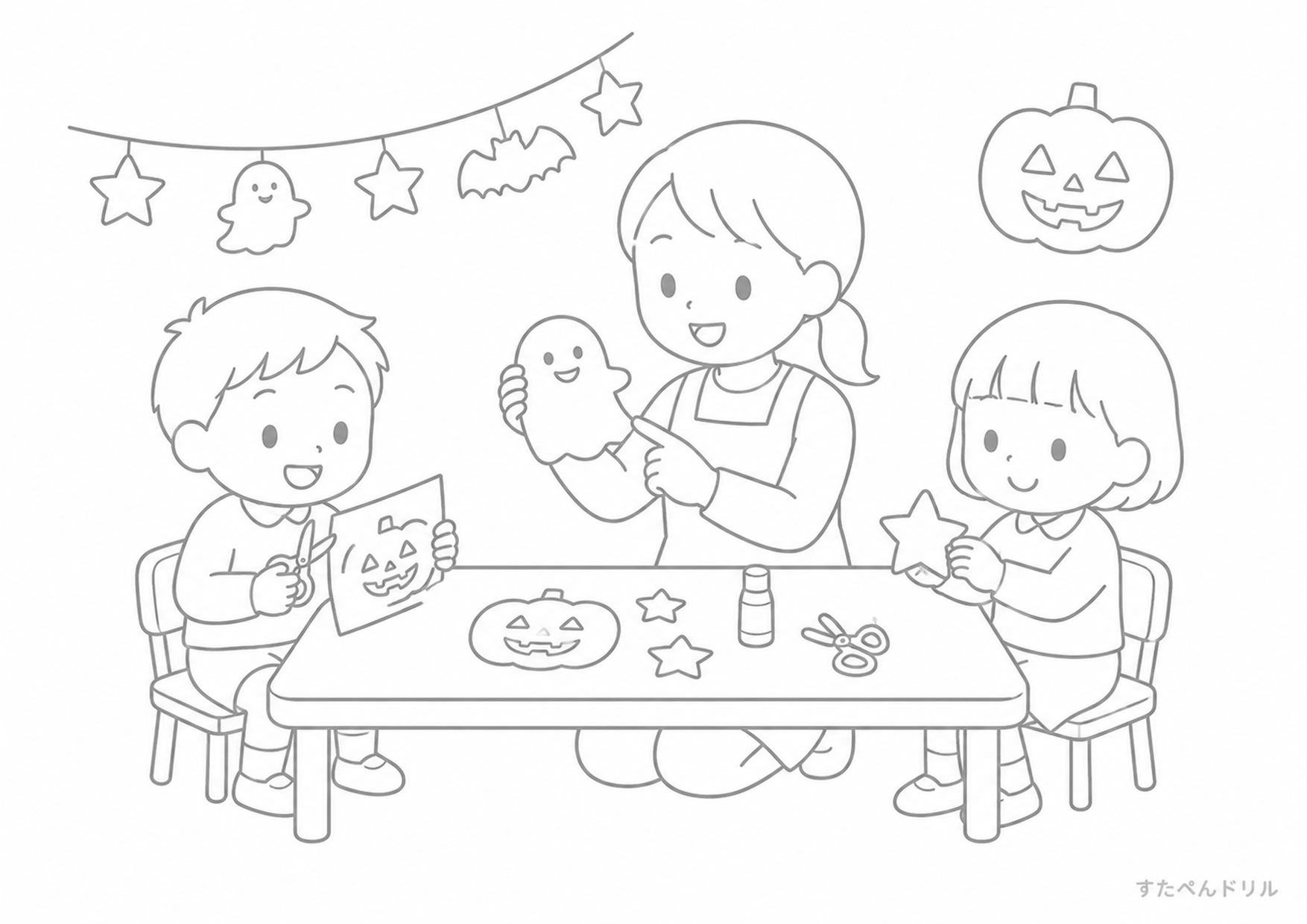 ハロウィン ぬりえ 08 ハロウィンの工作教室