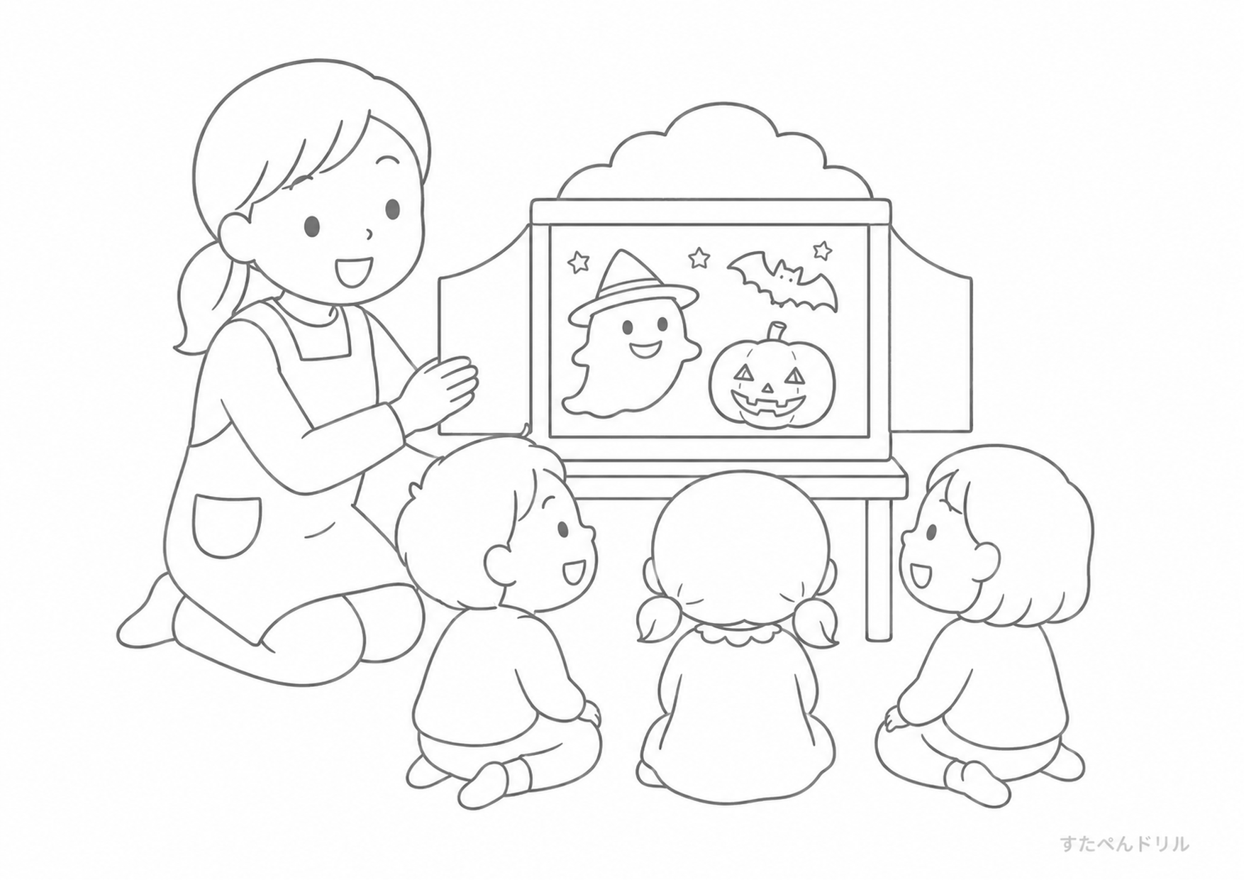 ハロウィン ぬりえ 10 ハロウィンの紙芝居